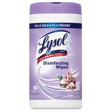 Lysol Disinfecting Wipes - Early Morning Breeze - Wipe - Early Morning Breeze Scentbottle - 80 / Carton - White (89347ct)