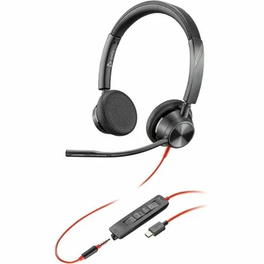 Poly Blackwire 3325 Stereo USB-C Headset +3.5mm Plug +USB-C/A Adapter (8x221aa)
