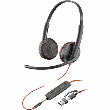Poly Blackwire 3225 Stereo USB-C Headset + 3.5mm Plug + USB-C/A Adapter (8x229aa)