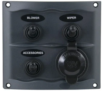 BEP Marine 900-3WPS Bep 900-3wps 3 Gang Switch Panel With Accessory Plug