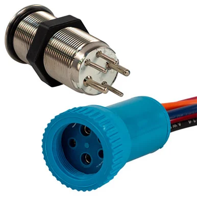 Bluewater 9057-3113-1 19mm Push Button Switch - Off/on/on Contact - Blue/green/red Led - 1' Lead