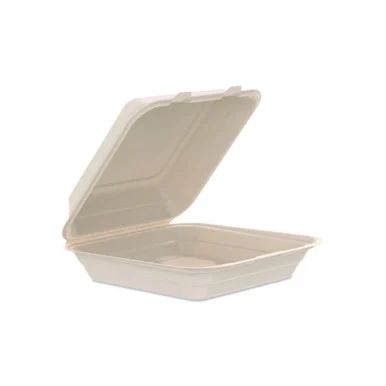 Dart 90FBRHT1 Compostable Molded Fiber Hinged Trays, Proplanet Seal, 9.14 X 9 X 2.98, Natural, 200/carton