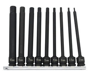 Grey Pneumatic 9249MH 1/4" Drive Impact 9 Piece 4" Length Metric Hex Driver Set