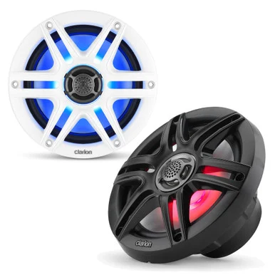 Clarion CMS651RGBSWB Coaxial Marine Speakers - 6.5 Inch with RGB and Grilles