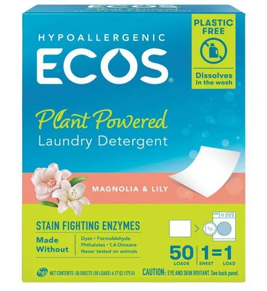 Ecos Pro Line 953610 Liquidless Laundry Detergent Sheets, Magnolia And Lily, 6.17 Oz Box, 50 Sheets