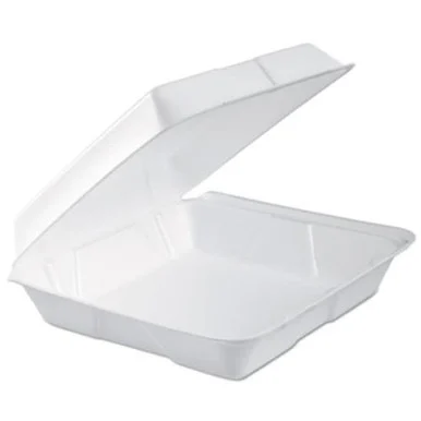 Dart Fusion 95HTPF1R Foam Hinged Lid Container, 1-comp, 9.3 X 9 1/2 X 3, White, 100/bag, 2 Bag/carton