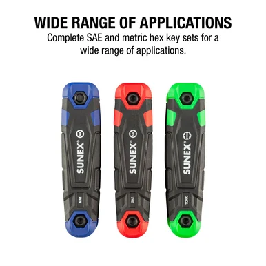 Sunex 98525F Sae/metric/torx 25 Piece Folding Hex Key Set, 1.5mm-8mm, 5/64"-1/4", T9-t40
