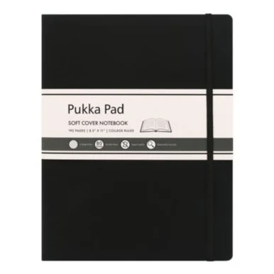 Pukka Pad 9942SIG Soft Cover Notebook, College Rule, Black Cover, (96) 11 X 8.5 Sheets