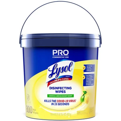 Reckitt Benckiser 99856CT Professional Disinfecting Wipe Bucket, 6 X 8, Lemon And Lime Blossom, 800 Wipes/bucket, 2 Buckets/carton - Lysol