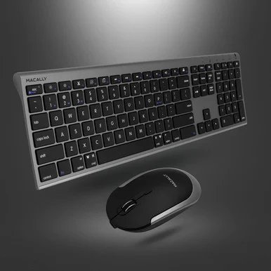 Macally ACEBTKEYSGCB Bluetooth Keyboard and Mouse Rechargeable Space Gray