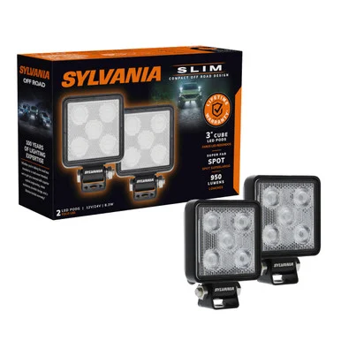 Sylvania SLMCUB3INFL2.BX2 Slim 3" Cube LED Flood Light Pods 950 Lumens 2-Pack SLMCUB3INFL2.BX2