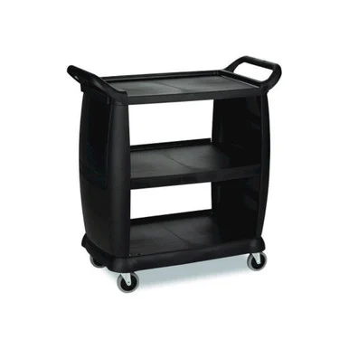 Boardwalk BCART3 Bussing Cart, Plastic, 3 Shelves, 300 Lb Capacity, 18 X 36.25 X 38, Black