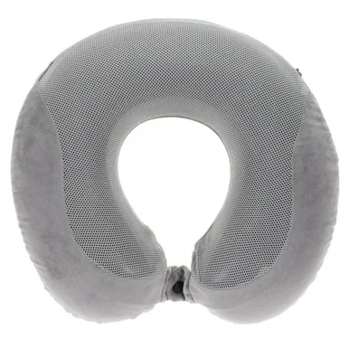 Bc Outfitters Bco3565gelgry Gel Neck Pillow With Memory Foam And Cooling Gel-removable Washable Cover Front Snap For Travel Comfort-gray