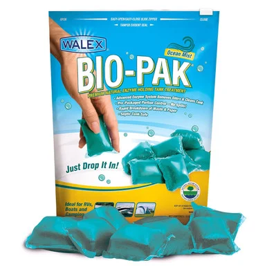 Walex BIOOCEANBG Bio-Pak RV Black Tank Deodorizer & Digester Ocean Mist 10-Pack