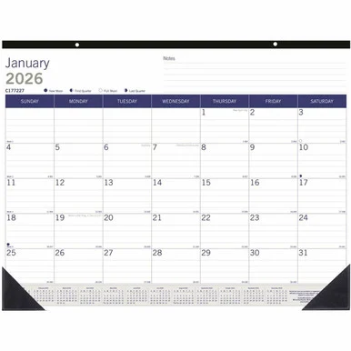 Blueline DuraGlobe Monthly Desk Pad Calendar, 22"x 17" , English (c177227) C177227_35_4 - Rediform