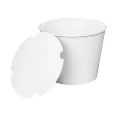 Karat CFB130WBNDLE Food Bucket With Lid, 130 Oz, 8.46" Dia X 6.6"h, White, Paper, 150/carton