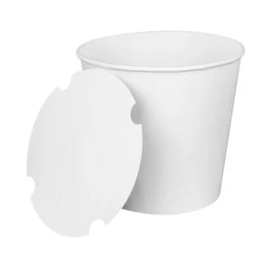 Karat CFB170WBNDL Food Bucket With Lid, 170 Oz, 8.9" Dia X 8.36"h, White, Paper, 150/carton