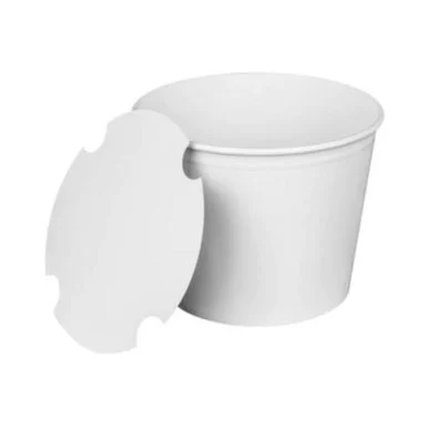 Karat CFB85WBNDL Food Bucket With Lid, 85 Oz, 7.36" Dai X 6"h, White, Paper, 180/carton