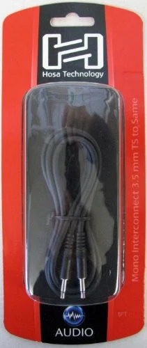 Hosa CMM-305 Audio Cable - for Audio Device - 1 x Mini-phone Male Audio - 1 x Mini-phone Male Audio - Nickel-plated Connectors