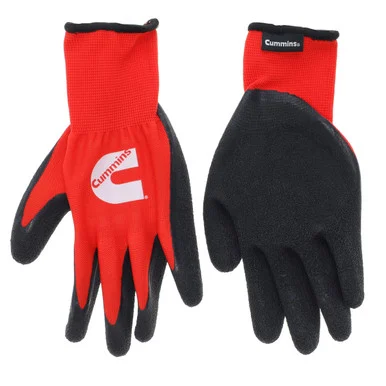 Cummins Red And Black Latex Dipped Palm Gloves Cmn35152 - Rubber Latex Coated Textured Work Gloves Gardening Ppe All-purpose Latex Grip - Large