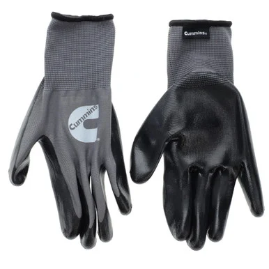 Cummins Gray Nitrile Dipped Palm Gloves Cmn35153 - Nonslip Nitrile Coated Work Gloves Gardening Ppe All-purpose Nitrile Grip Hi Flex - Large