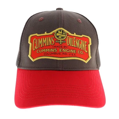 Cummins Hat Cmn35186 Vintage Baseball Cap 1919 Cummins Logo Dodge Engine Fan Retro Style Trucker Hat For Men Women - Mesh Snapback Cap Brown And Red