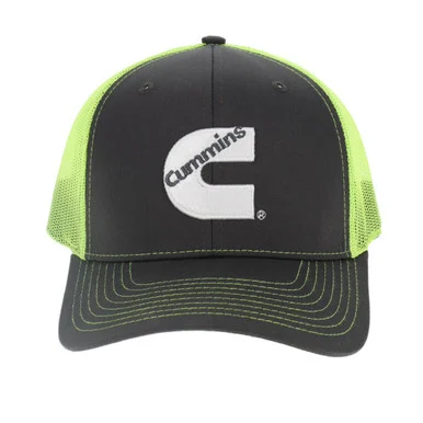 Cummins Hat Hi-vis Neon Mesh Snapback Cap Cmn35199 Cummins Logo Cap Trucker Hats-grey-lime