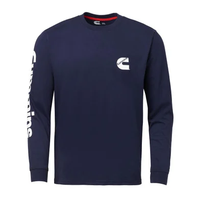 Cummins Cmn35337 Long-sleeve T-shirt Wordmark Crew Neck Shirt Blue Medium