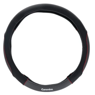 Cummins Cmn35390 Sport 18-inch Steering Wheel Cover Leather Semi Truck Interior Accessories For Rv And Big Rig-black And Red