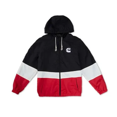 Cummins Cmn35397 Mens Lightweight Rain Jacket Windbreaker Water-resistant Hooded Outerwear-black And Red 2xl