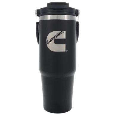 Cummins Cmn35401 2 In 1 Tumbler With Flip Lid And Straw 30-ounce Tumbler With Handle Stainless Steel Travel Mug-black