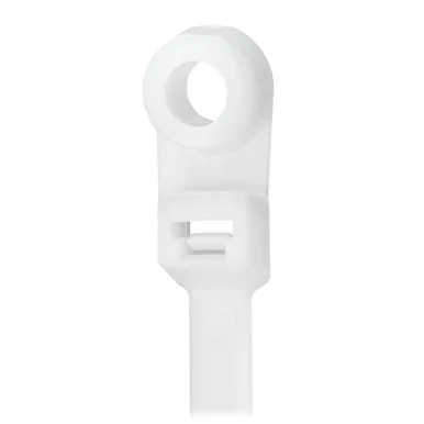 Pacer Group CTMR2S-100 Pacer 8" Cable Tie W/mounting Ring - Natural Color - 50lb Tensile Strength - 2" Bundle Diameter - 100 Piece Bag