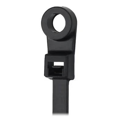 Pacer Group CTMR4S-100BK Pacer 15" Cable Tie W/mounting Ring - Black - 50lb Tensile Strength - 4" Bundle Diameter - 100 Piece Bag