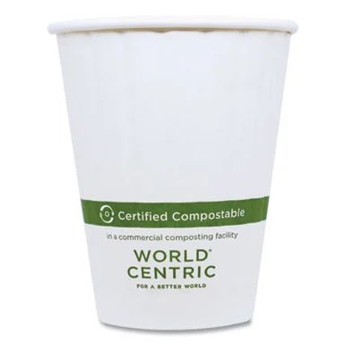 World Centric CUPA12D Double Wall Paper Hot Cups, 12 Oz, White, 1,000/carton