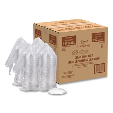 Dart PET64BDL Presentabowls Lids, Clear, Fits 24-64 Oz Bowls, 7.3" Diameter X 1.1"hj, Plastic, 252/carton DCCPET64BDL