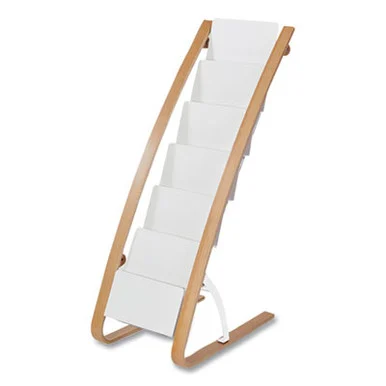 Alba DDEXPO6WBC Literature Floor Display Rack, 19.68 X 13.38 X 36.61, White/woodgrain