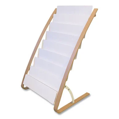 Alba DDEXPO8WBC Literature Floor Display Rack, 22.8 X 19.69 X 36.61, White/woodgrain