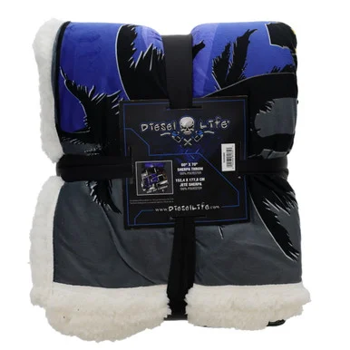 Diesel Life License DL02HOME Diesel Life 60-inch X 70-inch Digital Knit Printed Blanket 5-feet X 5.5-feet Big Plush Sherpa Blanket With Semi Truck Design