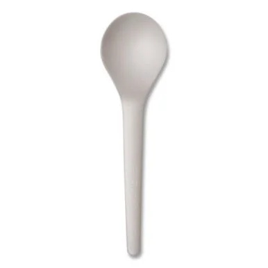 Eco Products EPS014 Plantware Compostable Soup Spoon, Heavyweight, Plastic, White, 50/pack, 20 Packs/carton