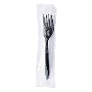 Boardwalk FORKBLPPIW Mediumweight Wrapped Polypropylene Cutlery, Fork, Black, 1,000/carton