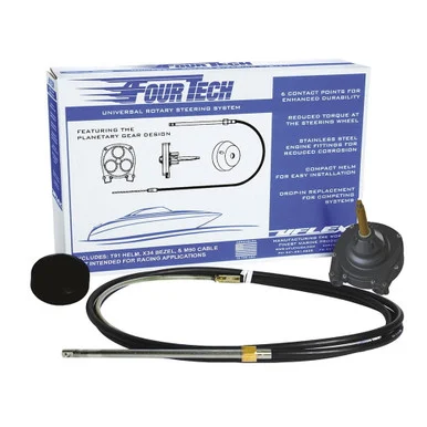 Uflex Usa FOURTECHBLK09 Uflex Fourtech 9' Black Mach Rotary Steering System W/helm, Bezel & Cable