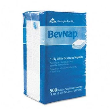 Georgia-pacific Bevnap 1 Ply Beverage Napkin - 1 Ply - 500 Per Pack - 4000 / Carton - 9.50" X 9.50" - White (GEP96019)