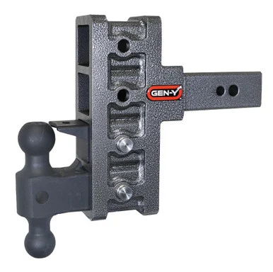 Gen Y Hitch GH1924 Mega Duty Adjustable Offset Drop Hitch 2 5" Receiver Dual Ball And Pintle