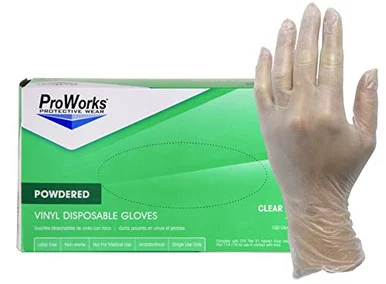 ProWorks Vinyl Powdered Industrial Gloves (glv103ps) - Hospital Specialty