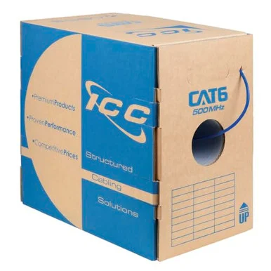 ICC ICCABT6VBL Cat6 CMP Plenum 1000 Ft Solid Copper Bulk Ethernet Cable Blue
