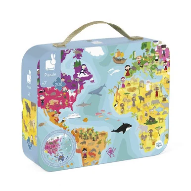 Juratoys Us Corp J02655 Cardboard Puzzle, Round Double-sided Blue Planet Suitcase, 208 Pieces, Ages 7 Years And Up
