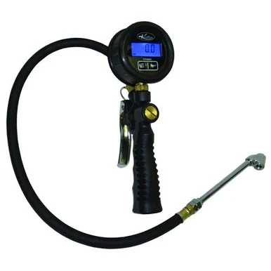 K Tool International KTI-89001 Digital Air Inflator W/ Dual Head Chuck - 150 Psi - Die-cast Body - Large Face Backlit Lcd Display - Ergonimic Grip - Ss Valve