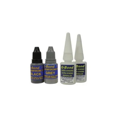 Q Bond QB2 Quick Bonding Adhesive Kit, Two 10ml Bottles Adhesive, With Black And Gray Filling Powders KTI90002 - K Tool International