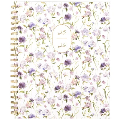 Mead LB38905A Leah Bisch Petite Floral Academic Weekly Monthly Planner, 11 X 8.5, Purple/green Cover, 12-month (july To June): 2025 To 2026