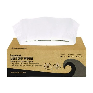 Boardwalk LDW2250W One-ply Paper Wipers, 9.84 X 9.06, White, 125 Wipers/box, 18 Boxes/carton